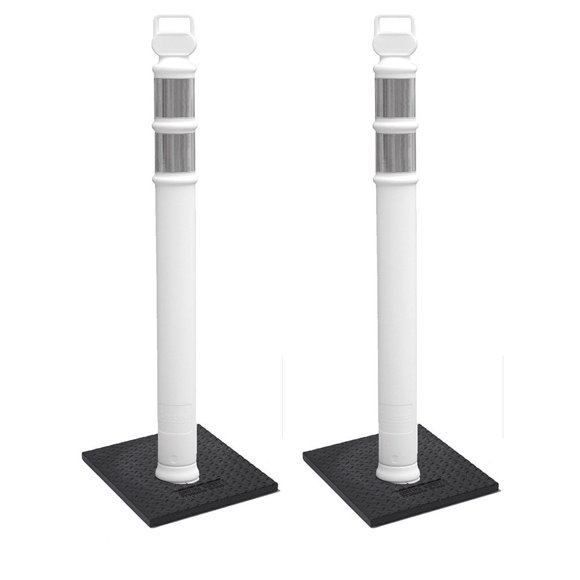 Cortina EZ Grab Delinator 45 Pouces Post, Colliers de Hanche 3 Pouces avec Base de 10 lb, 03-747WRBC-2, Blanc, Lot de 2