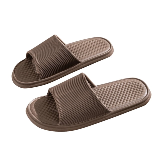 Mens and Womens Home Slippers Simplicity Solid Color Quick Drying Soft Sole Comfortable Non-Slip Indoor and Outdoor EVA Slippers Coffee