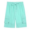 thumbnail image 3 of BADHUB Shorts Cargo à Cordon pour Hommes Taille Élastique Extensible Shorts de Travail Décontractés Ripstop Couleur Unie Shorts de Randonnée Bleu Clair 40, 3 of 7