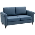thumbnail image 1 of HOMCOM Causeuse Canapé Causeuse Rembourrée en Velours Côtelé avec Accoudoirs Incurvés, Bleu Foncé, 1 of 9