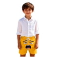 thumbnail image 4 of Wo-Fusoul Swim Trunks for Boys and Girls, 5-14 Years, Solid Color with Cute Expression Print, Breathable Summer Shorts with Pockets for Beach, Home, or Pool, 4 of 6