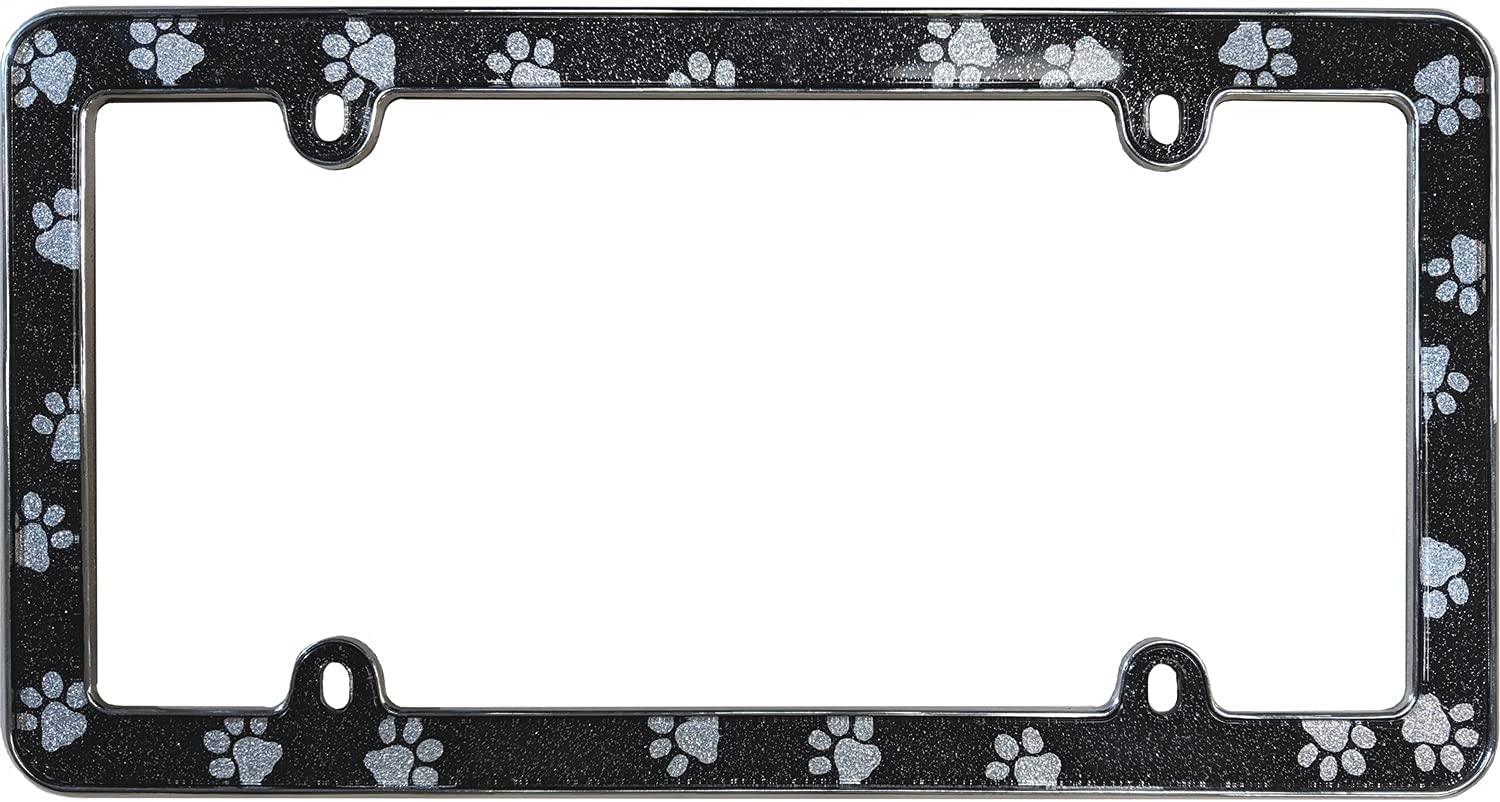 Cruiser Accessories 18630 Paws Bling License Plate Frame - Black/Chrome