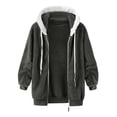 thumbnail image 4 of cllios Womens Winter Fuzzy Fleece Jacket Hooded Color Block Patchwork Cardigan Coats Oversized Fluffy Sherpa Outerwear with Pockets, 4 of 5