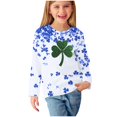 thumbnail image 2 of LWFFDAW T-Shirts pour Filles Enfants Fête de la Saint-Patrick Manches Longues Col Rond Chandail Tops Paillettes Trèfle Graphiques Quatre Feuilles T-Shirts Irlandais Chanceux Taille 3 Ans Bleu, 2 of 4