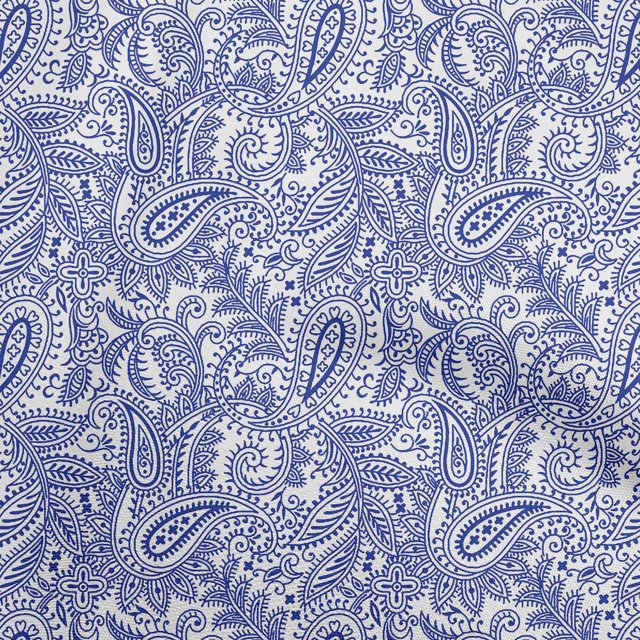 oneOone Cotton Cambric Blue Fabric Block Craft Projects Decor Fabric Printed By The Yard 56 Inch Wide