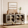 thumbnail image 1 of WAMPAT 2-in-1 Modern Glass Sideboard with Leather Texture, Metal Legs & Soft-Close Hinges, Extra Deep 16" Storage Buffet for Dining Room, 1 of 8