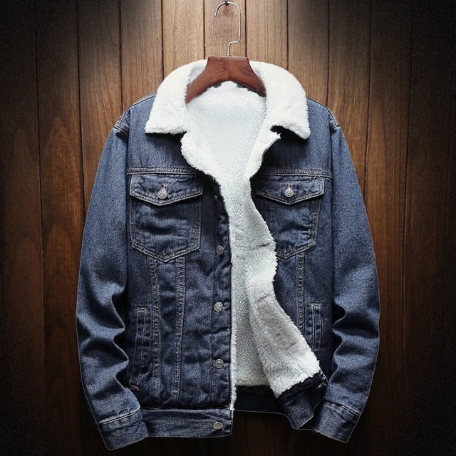 Veste en Denim Décontractée pour Homme et Manteau Veste à Col Montant en Velours à Simple Boutonnage
