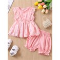thumbnail image 2 of Faithtur 2 Pcs Tenues d'Été pour Bébés Filles, Ensemble Débardeur à Col Rond Boutonné à Volants + Shorts, 2 of 9
