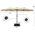 thumbnail image 2 of Gymax Parasol Jumeau de Patio Double Face de 15 Pi, Parasol de Marché Extra-Grand avec Base, Beige, 2 of 9