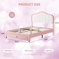 thumbnail image 4 of YUSAZENS Full Size LED Upholstered Bed Frame with Storage Drawer, Velvet Platform Bed No Box Spring Needed, Wooden Slats Support Pink White, 4 of 7