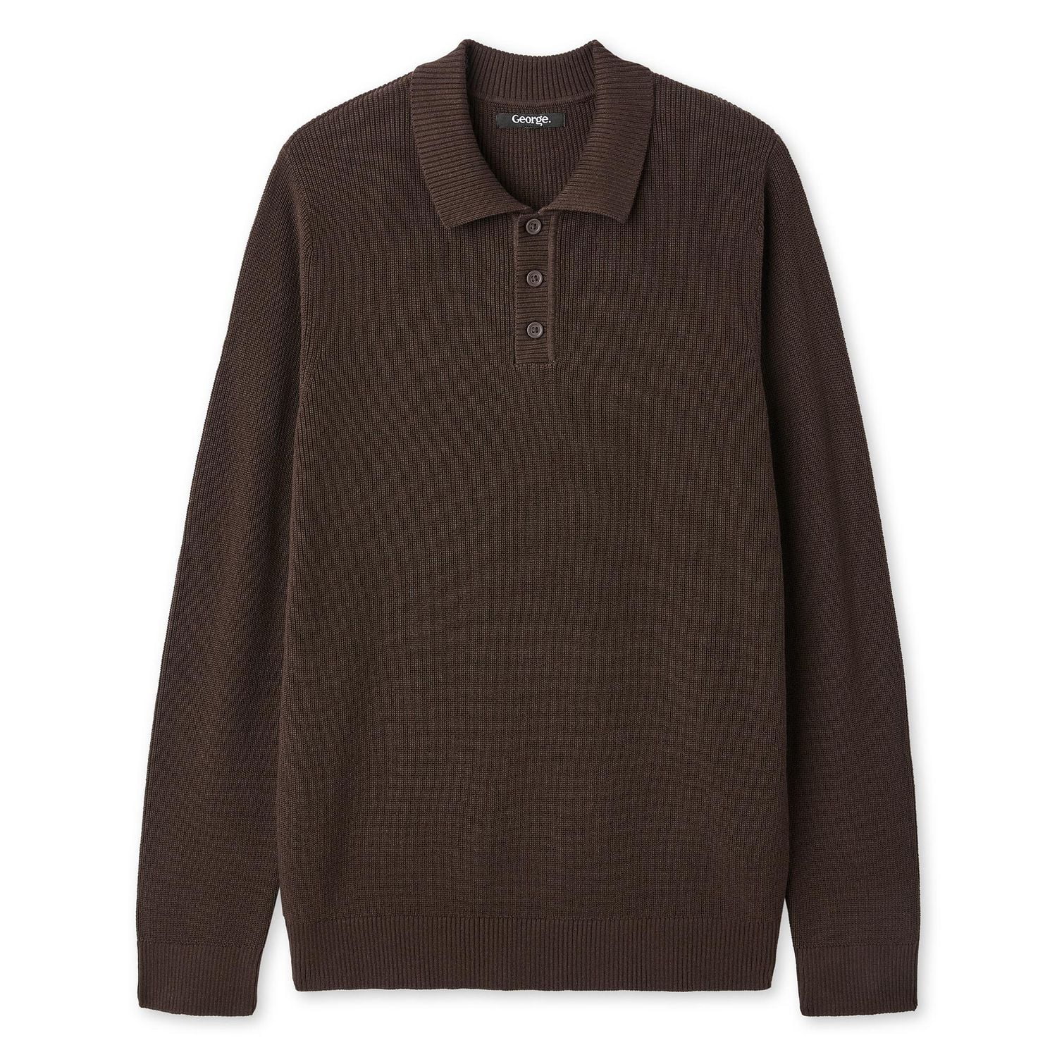George Men's Long-Sleeve Polo Sweater