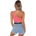 thumbnail image 3 of Women's Sleeveless Crop Tops Sexy One Shoulder Strappy Tees Basic Crop Tank Tops(Pink,XXL), 3 of 5