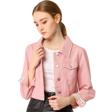 INSPIRE CHIC Veste en Denim Courte à Manches Longues Boutonnée pour Femme