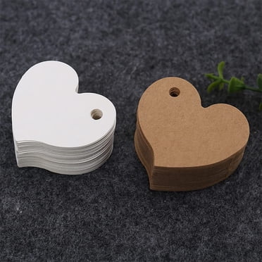 Gift Tags – Heart Shaped Blank with String – 100pcs White Kraft Paper Labels – Includes 10m Jute Twine – DIY, Office, School, Wedding, Birthday, Christmas & Crafts – White