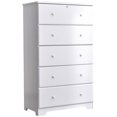 thumbnail image 1 of Better Home Products Isabela Commode en Bois de Pin Massif à 5 Tiroirs en Blanc, 1 of 8