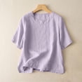 thumbnail image 4 of Yuyuzo Hauts pour Femmes T-Shirts à Manches Courtes Col Ras du Cou Décontractés Confortables Blouses Tuniques Amples, 4 of 7