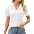 thumbnail image 1 of Vente Liquidation de Hauts pour Femmes! Polos pour Femmes Col à Revers Col en V Manches Courtes Blouse Chic Décontractée Tunique Hauts Été Liquidation, 1 of 8