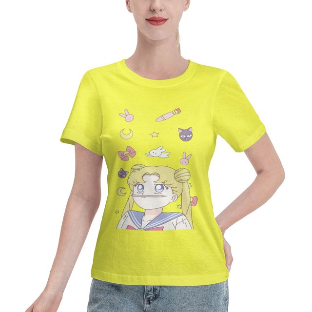 Women's Basic Short Sleeve T-Shirt Sailor Moon Moon Hare