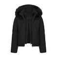 thumbnail image 1 of Soki Womens Winter Cropped Puffer Jacket Removable Hood Zip-Up Short Down Coat with Pockets with Pockets, 1 of 6