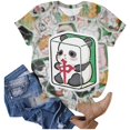 thumbnail image 4 of LUOGENLI T-shirts pour Femme pour Femmes T-shirts Classiques Quotidiens à Manches Courtes Rétro Mah-Jong Tendance Décontracté Col Rond T-Shirt T-shirts pour Femmes T-shirts Graphiques T-shirts Fête de la Saint-Patrick Blanc P, 4 of 4