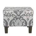 thumbnail image 1 of HomePop Pouf de Rangement Carré avec Couvercle à Charnières, Damas Gris, Ardoise Bleue, 1 of 5