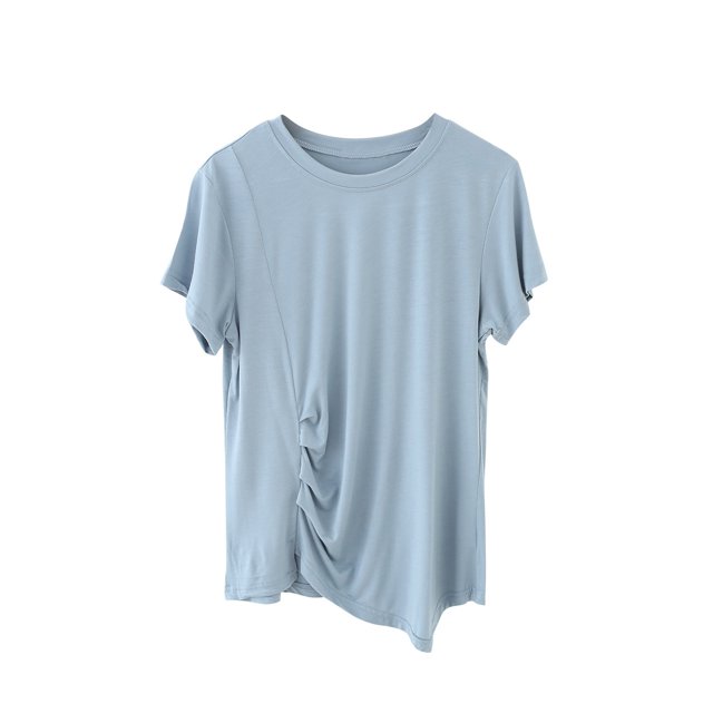 Birdeem Womens Round Neck Not Irregular Solid Color Short Sleeved Loose T-Shirt Short Sleeved Round Neck Top/Shirt