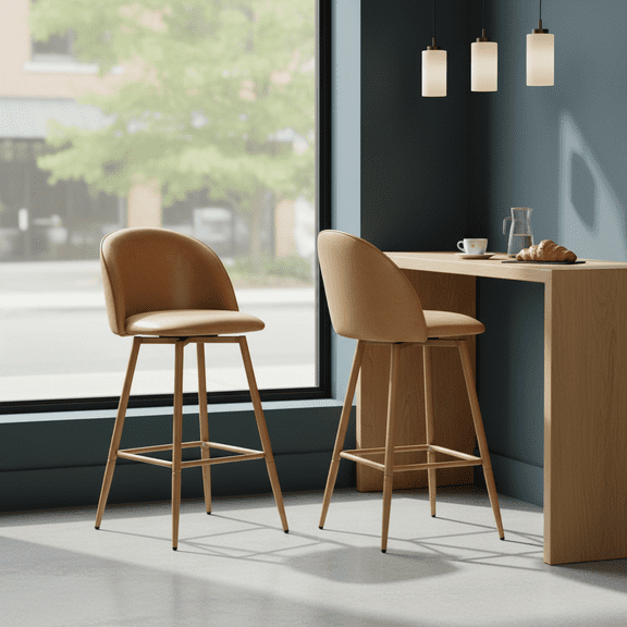 Homy Casa Set of 2 Modern Bar Stool with Fabric Upholstery - 26 in. Seat Height Adjustable Seat for Kitchen Island