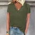thumbnail image 2 of FAIWAD Womens Summer Tops Short Sleeve V Neck Pullover Shirts Loose Casual Solid Color Basic Tops, 2 of 4