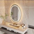 thumbnail image 1 of Wisfor LED Lighted Bathroom Mirror: 600x800mm Oval Makeup Mirror with Dimmable LED Light Anti-Fog Smart Touch Sensor Memory Function Wall Vanity Shaving Mirror, Backlit + Front Lighted, 1 of 9