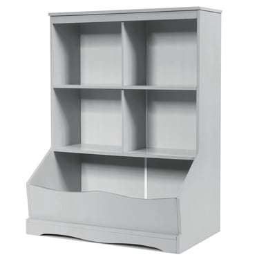 Costway Bibliothèque pour Enfants de 34,5 Pouces Étagère de Rangement Ouverte à 5 Cubes avec Trousse Anti-Basculement Présentoir