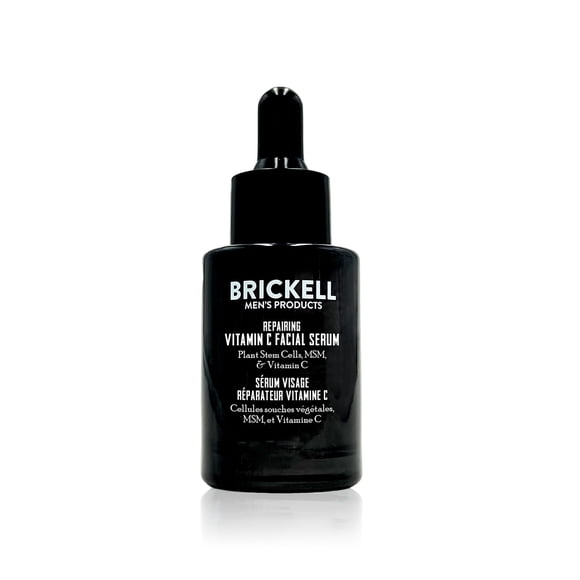 Brickell Men's Anti Aging Vitamin C Serum For Face, Repairing Night Face Serum for Men, Natural and Organic Hyaluronic Acid Serum For Face to Diminish