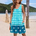 thumbnail image 4 of Penkiiy Robes d'Été pour Femmes 2024 Plage Décontractée Sans Manches Imprimé Floral Boho Robe Débardeur Col en V Ample Robe d'Été avec Poche P Bleu, 4 of 6