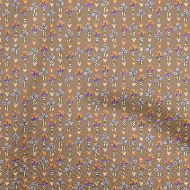 oneOone Rayon Brown Fabric Floral Craft Projects Decor Fabric Printed By The Yard 56 Inch Wide
