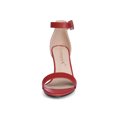 thumbnail image 2 of BLISSFUL STEP Women's Shoes Flower Print Open Toe Block High Heels Summer Sandals Red 8, 2 of 8