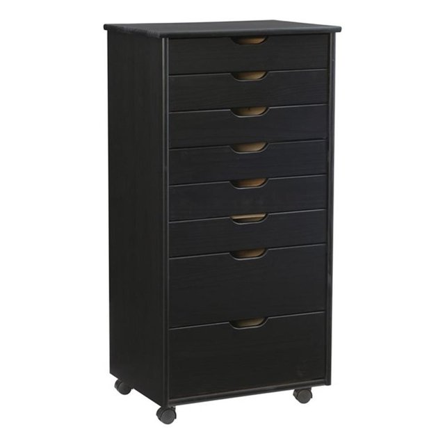 Riverbay Furniture Pine Wood Black Storage Cart Rectangular Mobile 40.5"H Unassembled