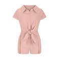 thumbnail image 3 of Birdeem Ensemble 2 Pcs Femme Mode Uni Cardigan Blouse à Manches Courtes + Pantalon Ample à Poches Ensembles Courts, 3 of 6