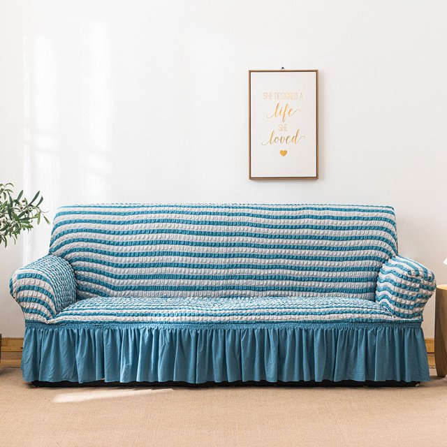 2024 1 Piece Sofa Slipcover with Pleated Ruffled Skirt Washable High Stretch Durable Furniture Protector 3 Seater Pine Green
