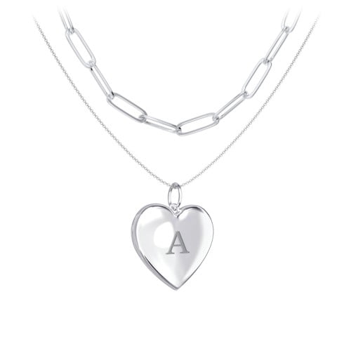 Collier Superposé avec Médaillon et Chaîne Trombone