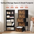 thumbnail image 2 of GUNAITO Commode Haute pour Chambre avec 5 Tiroirs Commode Bac de Rangement en Tissu Brun Rustique, 2 of 9