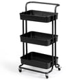 thumbnail image 1 of Gymax 3 Tier Rolling Cart W/Wheels Practical Handle&ABS Storage Basket Organizer Black, 1 of 10
