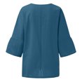 thumbnail image 5 of Dealovy Plus Size Shirts for Women 3/4 Sleeve Notch V Neck Cotton Linen Tops Summer Solid Color Tees, 5 of 5