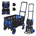 thumbnail image 1 of Diable Pliable 2-en-1 Convertible - Capacité Robuste de 330 Lb - Panier Amovible - Poignée Rétractable et 4 Roues - Chariot Utilitaire Portable pour la Maison, le Bureau, le Déménagement d'Entrepôt - Bleu, 1 of 8