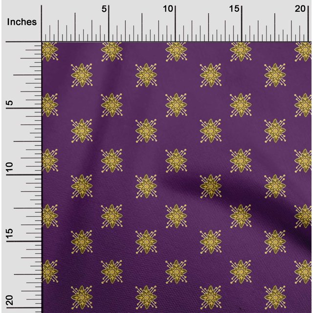 oneOone Cotton Poplin Fabric Floral Block Printed Craft Fabric BTY 56 Inch Wide