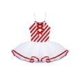 thumbnail image 4 of RUNQHUI Robe de Danse Ballet de Noël pour Filles, Justaucorps Sans Manches à Rayures, Jupe Tutu en Maille, Tenue de Danse de Noël Rouge 16, 4 of 6