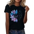 thumbnail image 1 of WEIYLL T-Shirt Femme Imprimé Lettre Manches Courtes Col Rond Noir Tailles TG, 1 of 4
