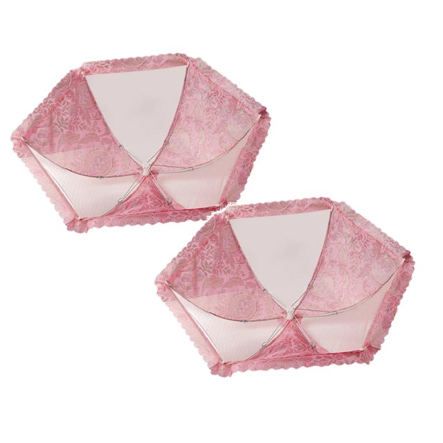 Oleegame 2PC Produce Storage Umbrella Barbecue Picnic Net Cover Fly Tent Food Mesh Party Kitchen Kitchen,Dining & Bar Pink