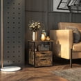 thumbnail image 2 of HOMCOM Nightstand with 2 Drawers, Industrial Side Table with Storage Shelf, Accent End Table for Bedroom, Living Room, Rustic Brown, 2 of 10