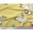 thumbnail image 3 of Soimoi Tissu Georgette Poly Jaune Imprimé Transport de Roses et de Bicyclette au Mètre 52 Pouces de Large, 3 of 3