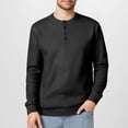 thumbnail image 1 of Mens Button Up Shirts Long Sleeve Waffle Knit Crewneck T-Shirt Casual Solid Color Pullover Henley Tops, 1 of 8
