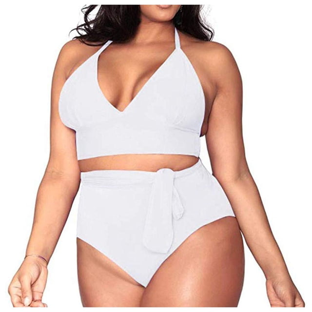 Pisexur Womens Plus Size Bikini High Waisted Swimsuits Two Piece Bathing Suits Tummy Control Swimwear